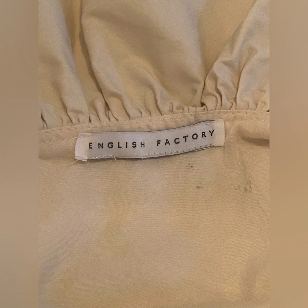 English Factory Cotton Tiered Midi Dress Ruffle V-Neck Cream SKU353 - Picture 10 of 12